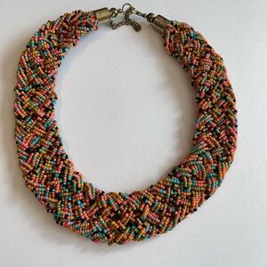 Multi color seed bead collar necklace.